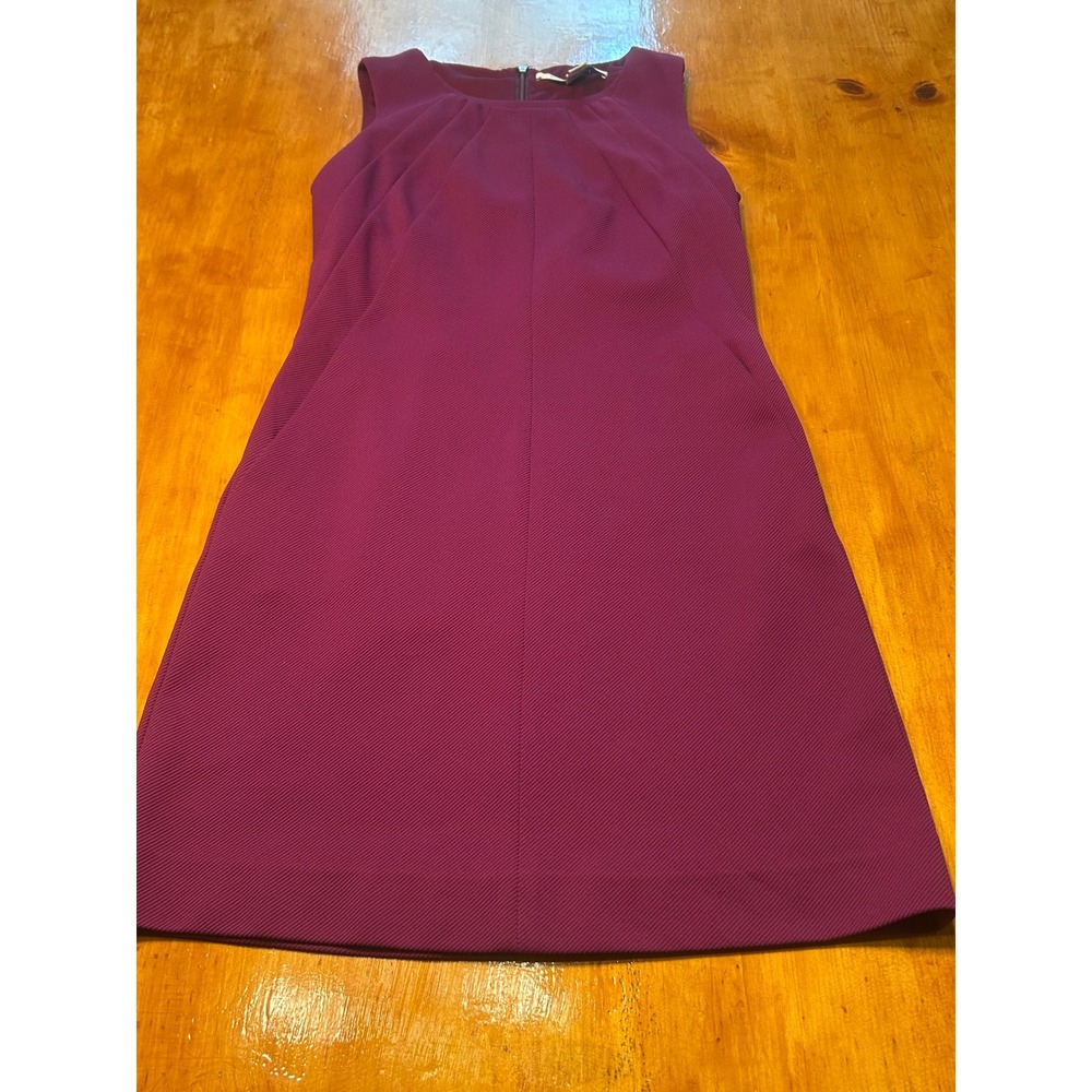 Diane von Furstenberg Magenta Purple Textured Sleeveless Pocket Shift Dress Chic - Picture 12 of 14